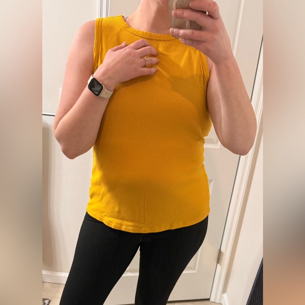 Nine West Mustard Ribbed Tank Top